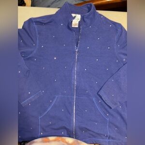 Bingo Grandma Plus Women’s 2X Bling Rhinestones Leisure Zip Jacket Cotton